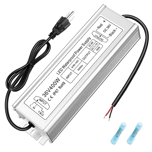36-V-LED-Netzteil (Konstantspannung), 90–140 V Eingang, 100–400 W, Einzelausgang, IP67 wasserdicht, CE/RoHS/FCC – US-Stecker und Kabeloptionen 