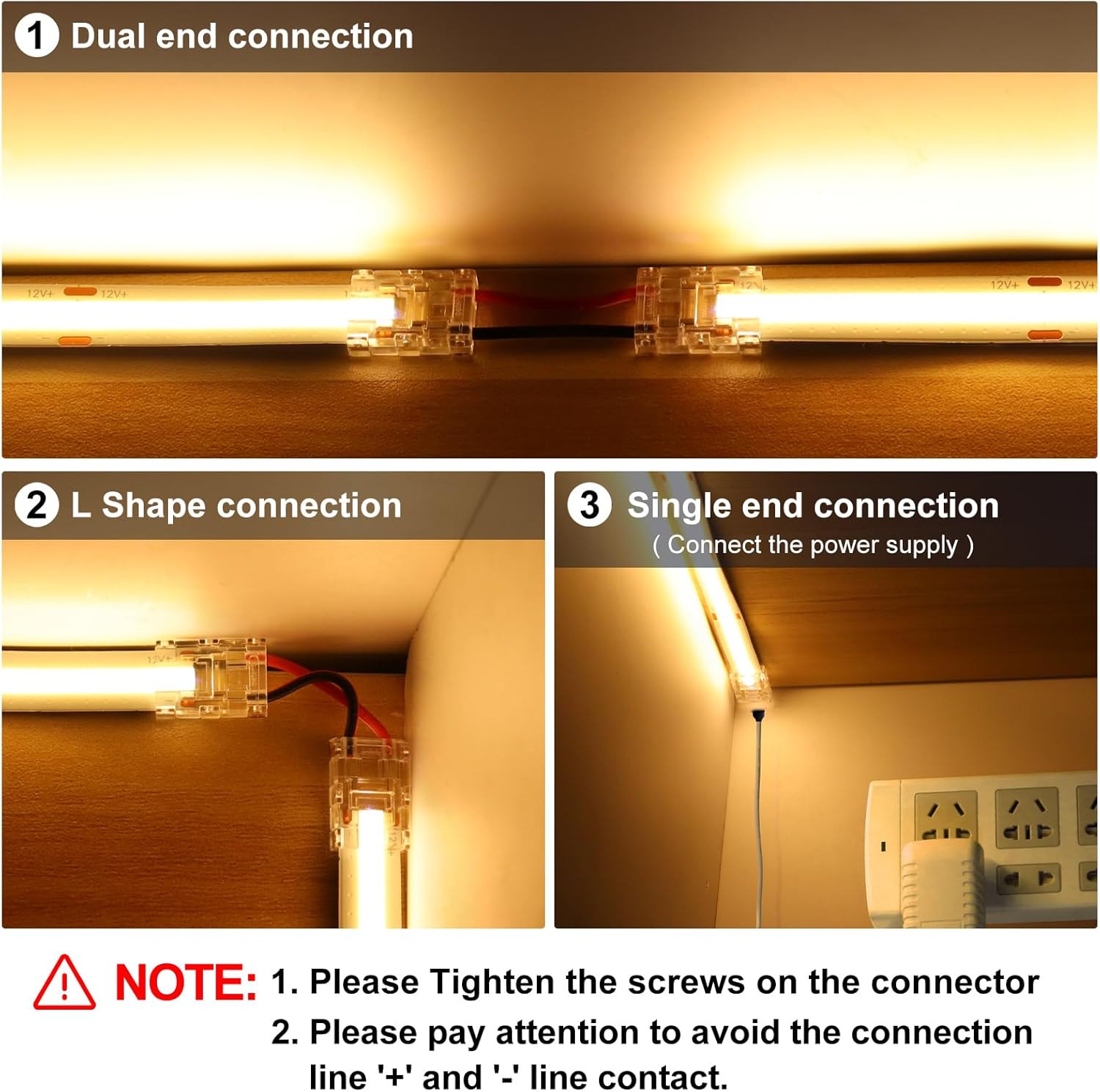 Connecteurs pour bandes LED transparentes en cristal – Clips sans soudure 8 mm 2 broches | Adaptateur bande à fil / bande à bande / CC / L – Stock local États-Unis/Royaume-Uni