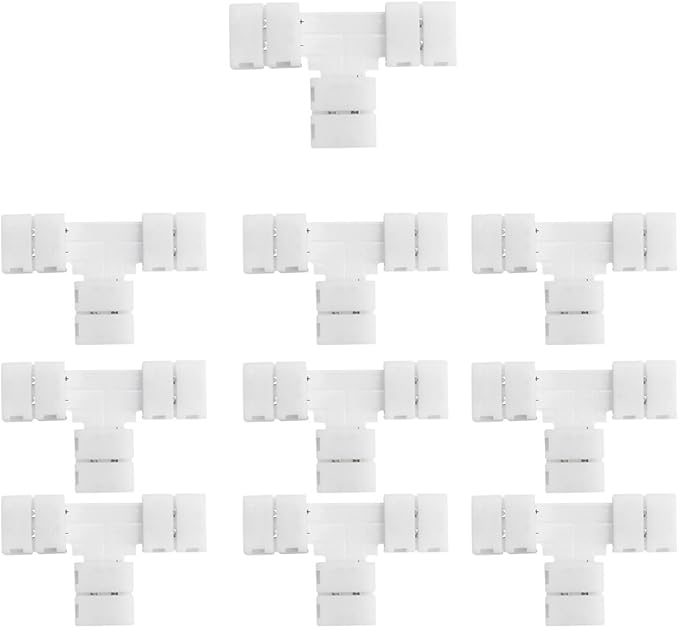 Connecteurs pour bandes LED – Clips sans soudure 8 mm 2 broches | Adaptateur bande à fil / bande à bande / DC / L / T – Vente en gros, 500 pièces, MOQ | Direct usine 