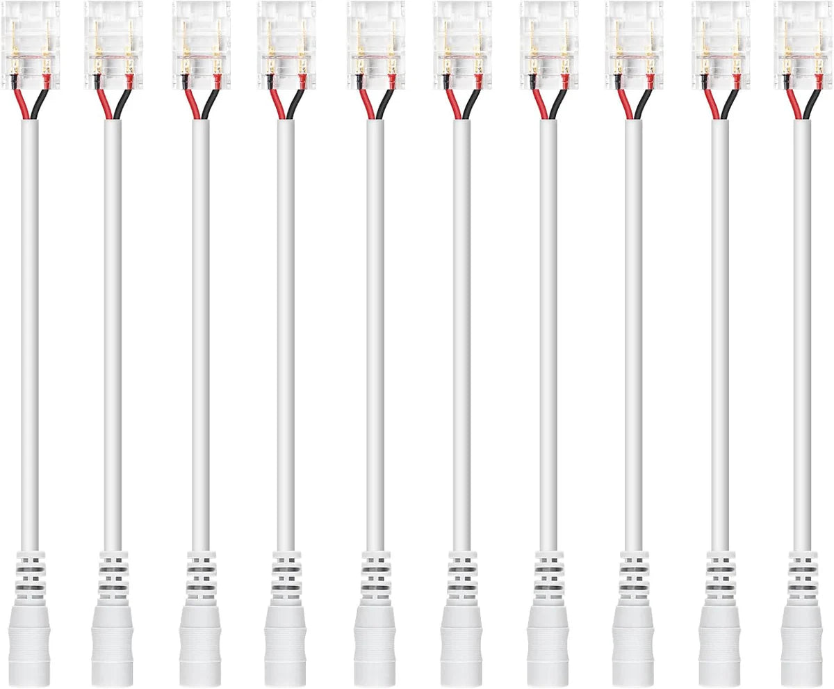 Connecteurs pour bandes LED transparentes en cristal – Clips sans soudure 10 mm 2 broches | Adaptateur bande à fil / bande à bande / CC – Stock local États-Unis/Royaume-Uni