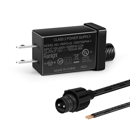 IP44 Class 2 Power Supply, AC 100–240V to DC 4.5V/12V/24V/30V Adapter Transformer, Waterproof Outdoor LED Driver for Inflatable Decorations, String Lights, Christmas Trees — US Plug