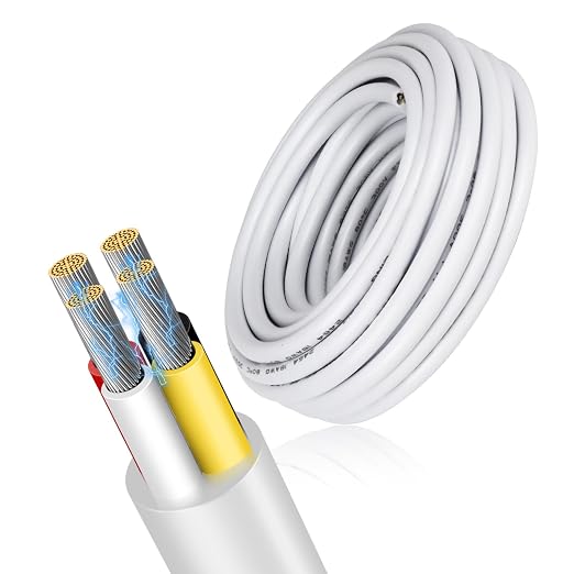 16 AWG Electrical Cable, 2/3/4/5 Core Stranded Tinned Copper Wire, Black/White PVC Sheathed Multi-Conductor Extension Cord for Wiring, 10/20/50m (33ft–165ft) Options