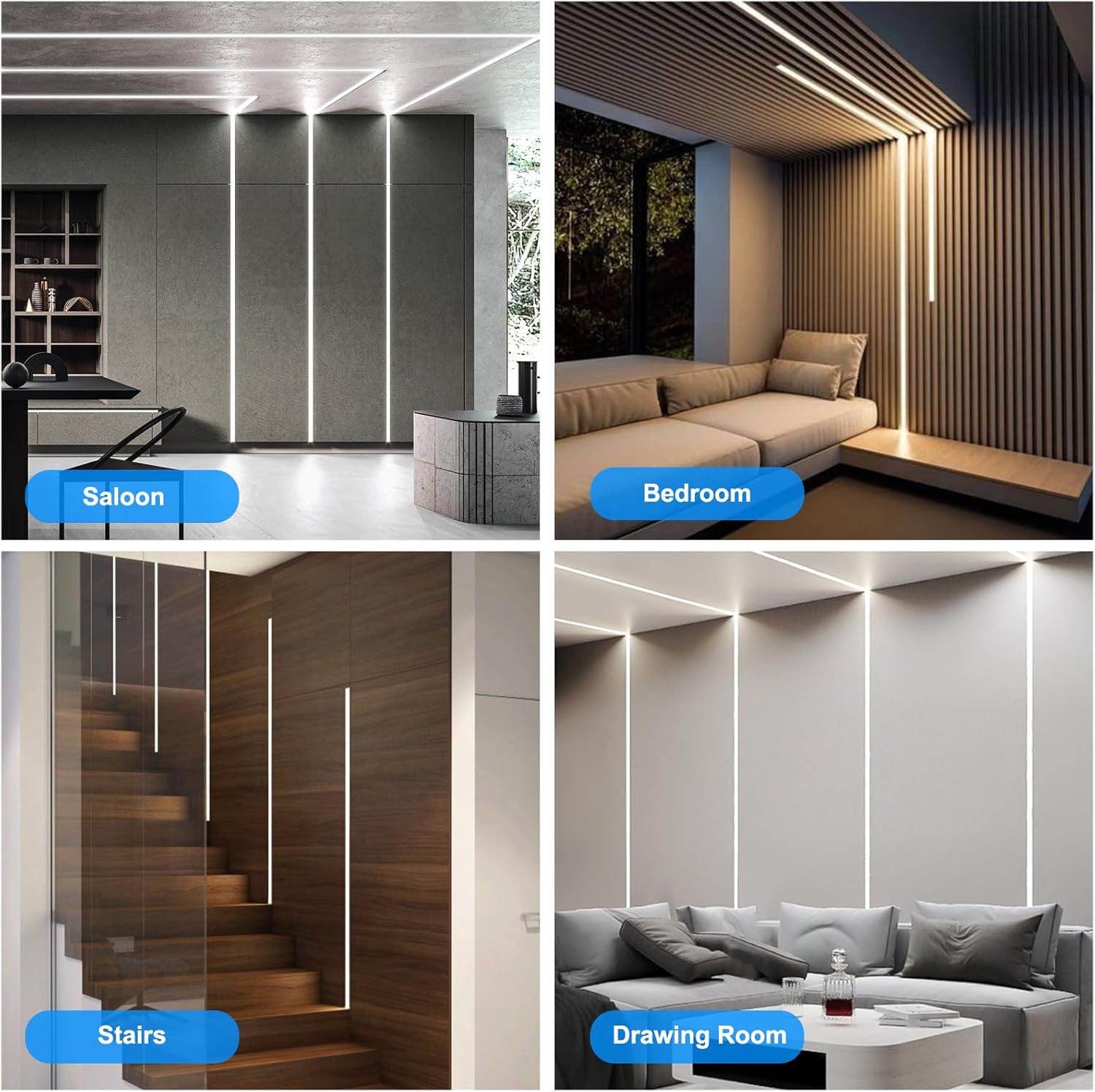 Doppelseitige LED-Aluminiumkanäle zum Eingipsen in Trockenbauwände – Passend für 1 bis 12 mm LED-Streifen | 1 Meter | Silber | Milchweiße Abdeckung | 1 / 2 / 3 Meter | Silber | Milchweiße Abdeckung | 50 / 100 -Packung