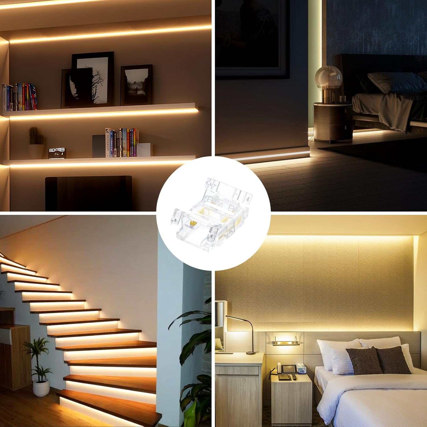 Connecteurs pour bande LED en cristal transparent – ​​Clips sans soudure 10 mm 2 broches | Adaptateur bande à fil / bande à bande / CC – Vente en gros, 500 pièces, MOQ | Direct usine 