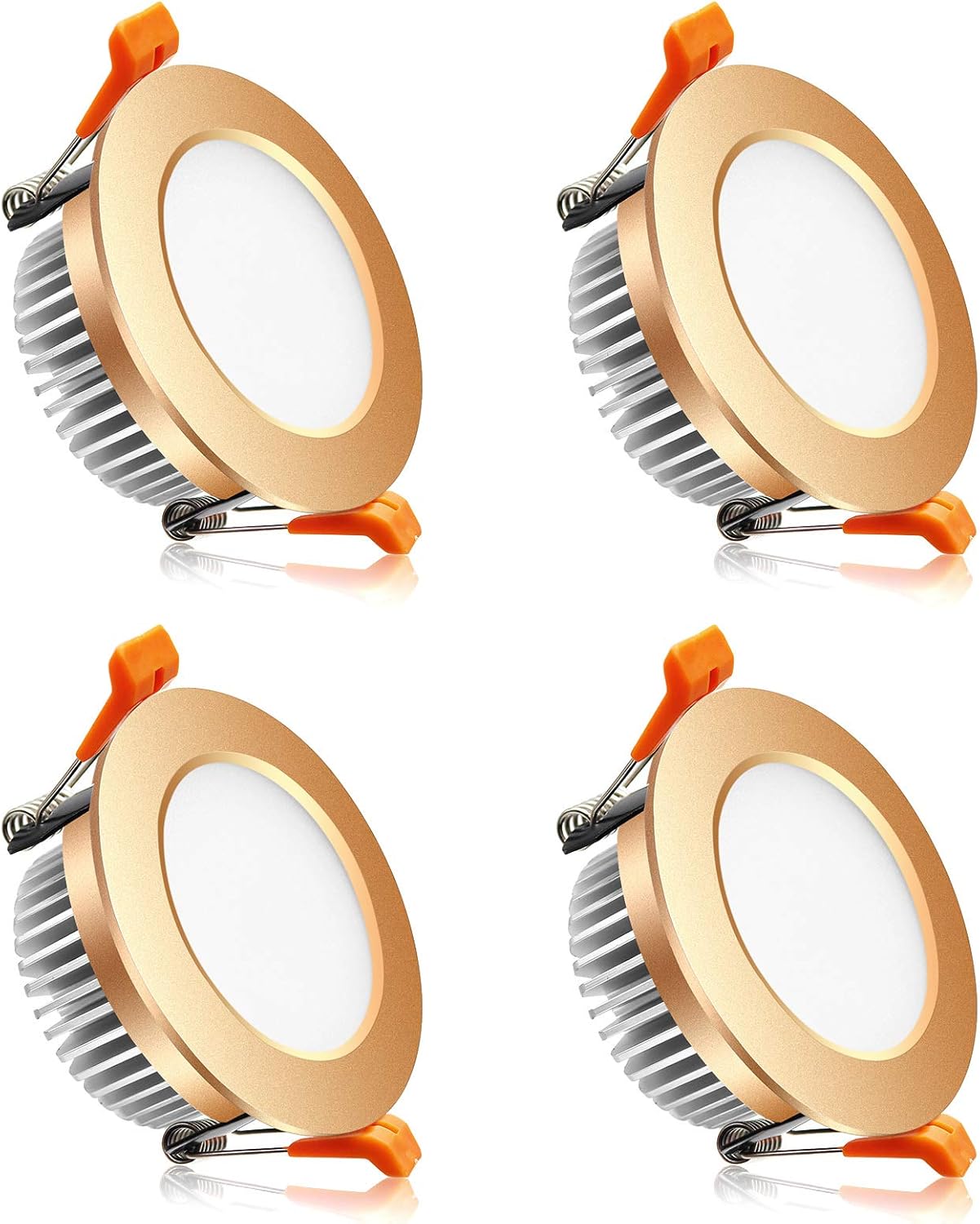 Spot LED dépoli série ECO-1 – Boîtier doré – Intensité variable TRIAC – 3 W/5 W/7 W/9 W – Lot de 4/Lot de 10 – 2 700 K–6 000 K – 100–130 V / 200–240 V
