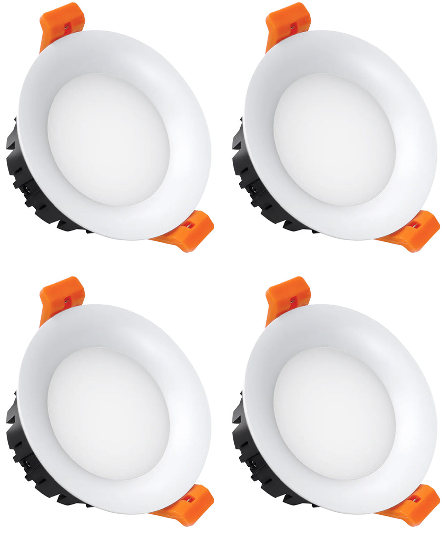 Spot LED antireflet encastrable en forme de dôme série ECO-4 – Boîtier blanc – Intensité variable TRIAC – 5 W (2,5 po) – Lot de 4 – 3 000 K à 6 000 K – 100 à 130 V / 200 à 240 V