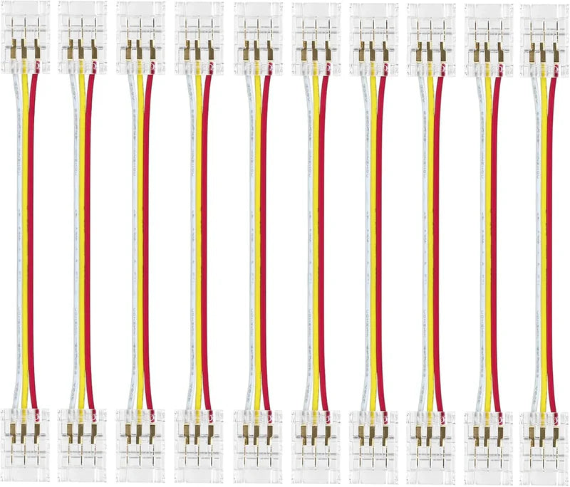 Transparente Kristall-LED-Streifenverbinder – 10 mm 3-polige lötfreie Clips | Streifen zu Kabel / Streifen zu Streifen / DC-Adapter – Großhandel 500 Stück MOQ | Direkt ab Werk 