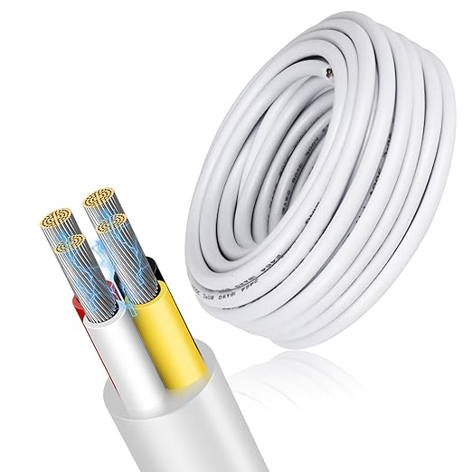 18 AWG Multi-Conductor Cable, 2/3/4/5 Core Stranded Tinned Copper Wire, Black/White PVC Jacket Extension Cord for Electrical Installations, 10/20/50m (33ft–165ft) Options