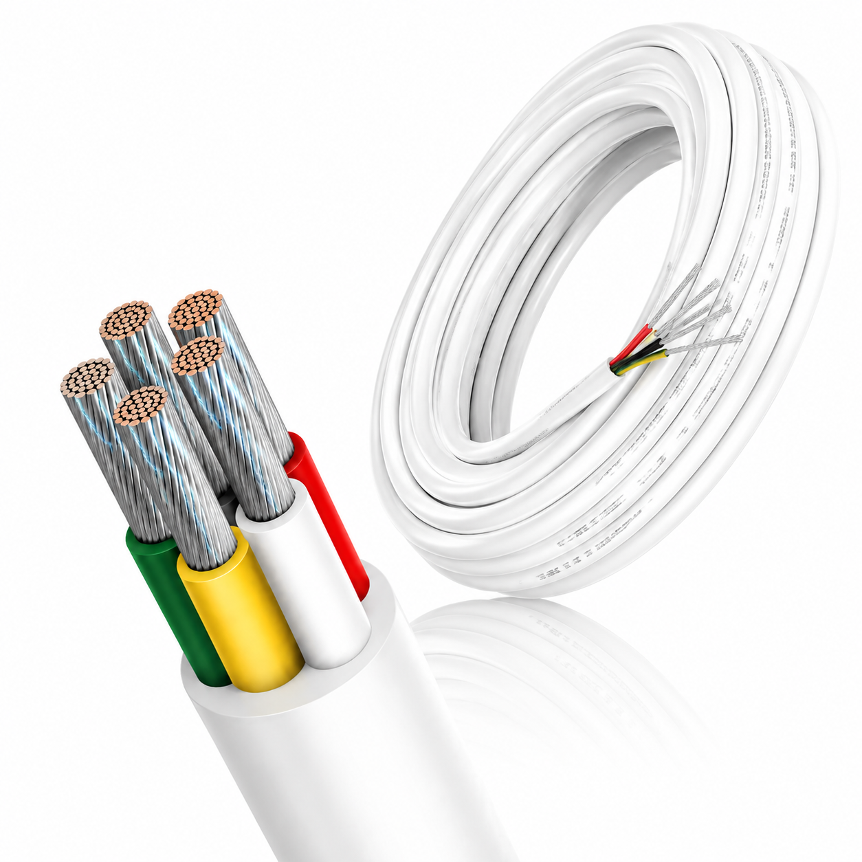 14 AWG Electrical Wire, 2/3/4/5 Conductor Stranded Tinned Copper Cable, Black/White PVC Multi-Core Extension Cord, Flexible Control Wire — 10/20/50m (33ft–165ft) Options