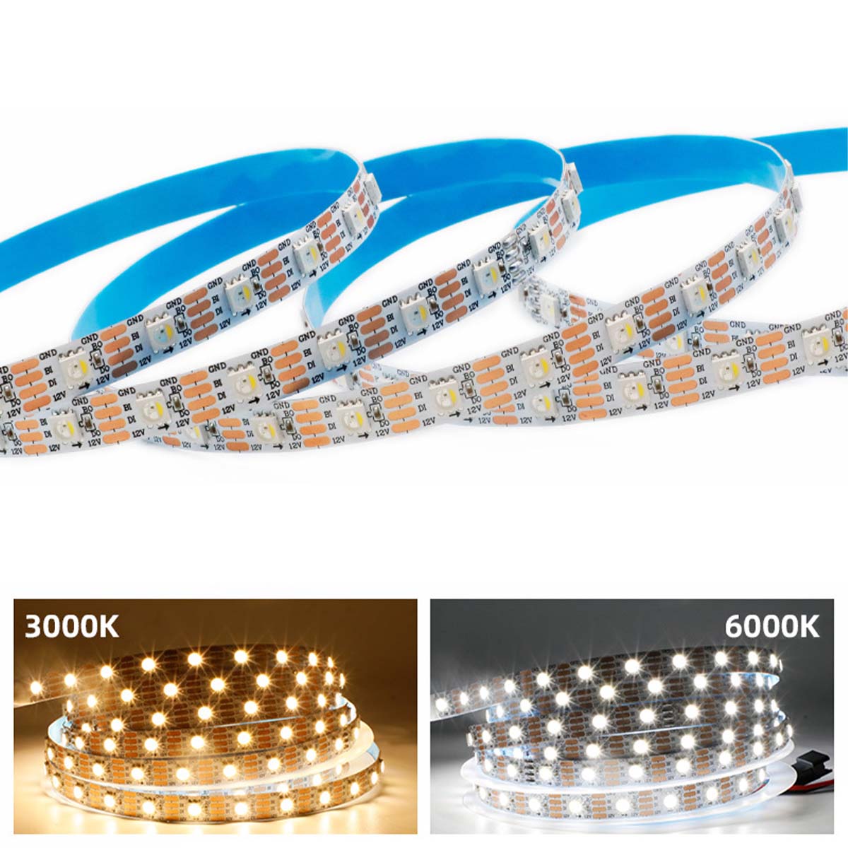 DC12V WS2815 RGBWIC LED Strip Light - 10mm PCB | RGBW(RGB+6000K) | 4-In-1 SMD5050 Individually Addressable | Breakpoint Resume | 30/60/96 LEDs/M | White PCB |  IP00 / IP65 / IP67 | for Party, Decoration, Home DIY Lighting Projects | 5/50M