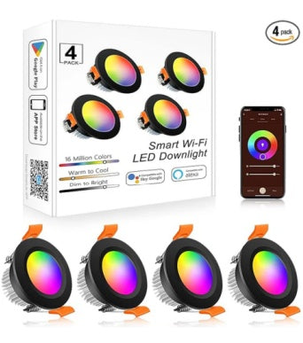 4er-Pack RGBW superhelle moderne LED-Einbauleuchten, 8 W, DC 12 V/24 V, weiß, runde LED-Einbauleuchten, Aluminium-Deckeneinbauleuchte für den Innenbereich, Hotelbeleuchtung, Barbeleuchtung, Tanzsaalbeleuchtung, Restaurantbeleuchtung