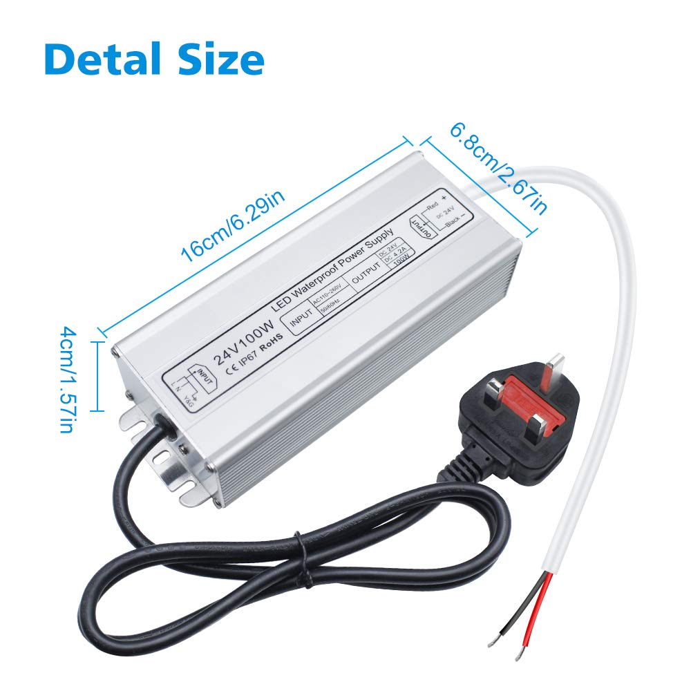 Alimentation LED étanche 24 V 30 W–300 W, entrée 90–265 V, sortie simple/double fil, pilote LED extérieur, CE/RoHS/FCC — Options de fiches et de câbles US/UK/EU 