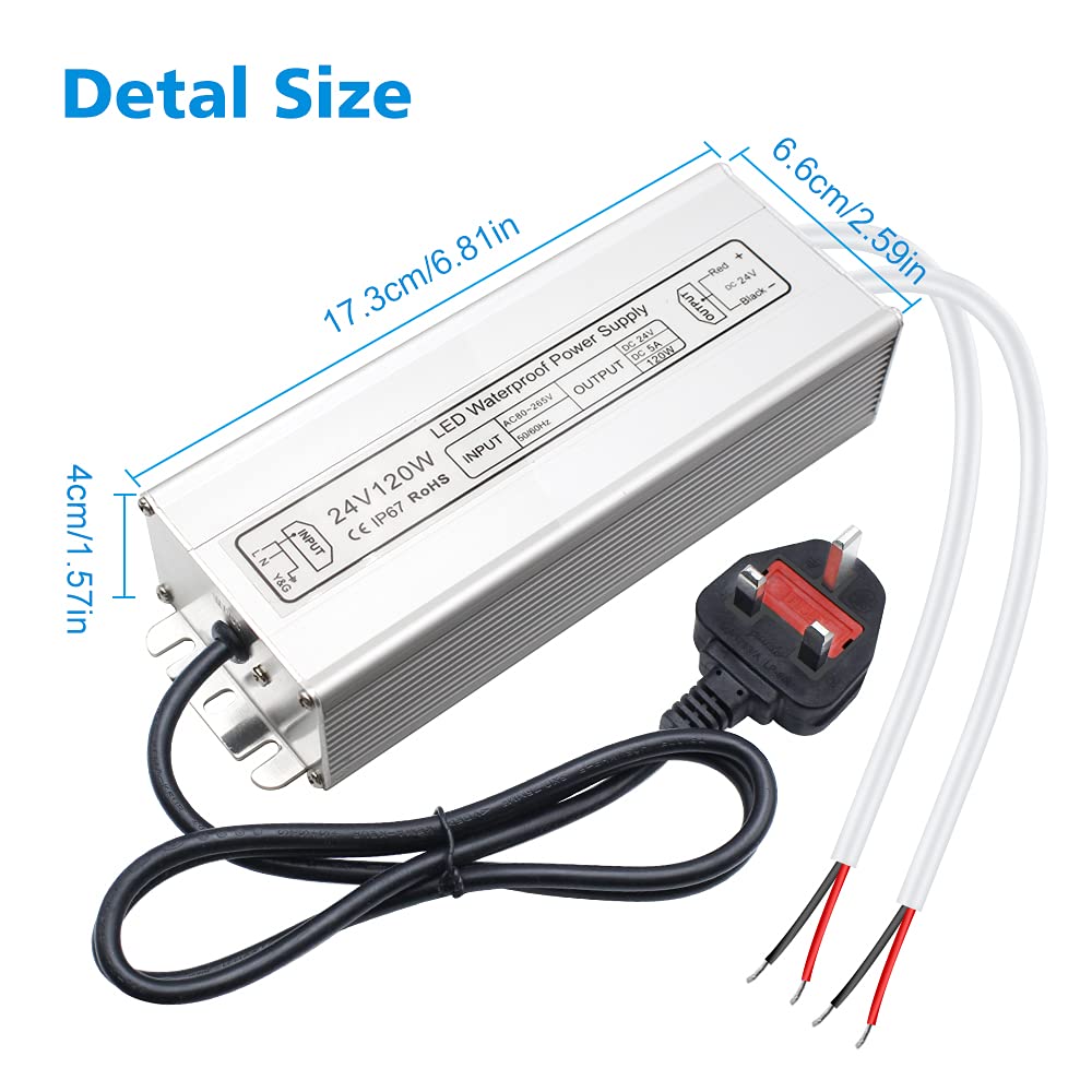 Alimentation LED étanche 24 V 30 W–300 W, entrée 90–265 V, sortie simple/double fil, pilote LED extérieur, CE/RoHS/FCC — Options de fiches et de câbles US/UK/EU 