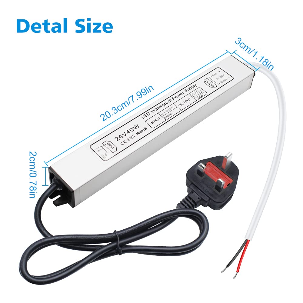Alimentation LED étanche 24 V 30 W–300 W, entrée 90–265 V, sortie simple/double fil, pilote LED extérieur, CE/RoHS/FCC — Options de fiches et de câbles US/UK/EU 