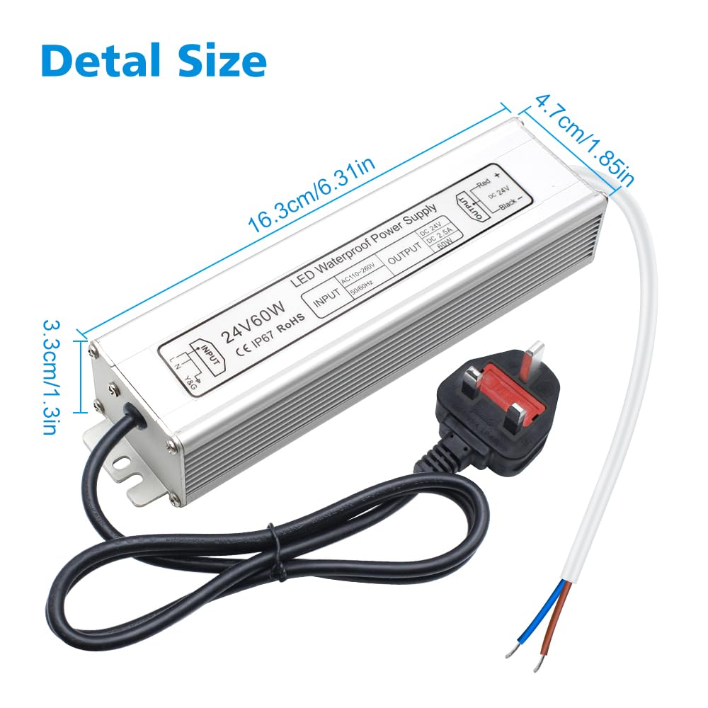 Alimentation LED étanche 24 V 30 W–300 W, entrée 90–265 V, sortie simple/double fil, pilote LED extérieur, CE/RoHS/FCC — Options de fiches et de câbles US/UK/EU 