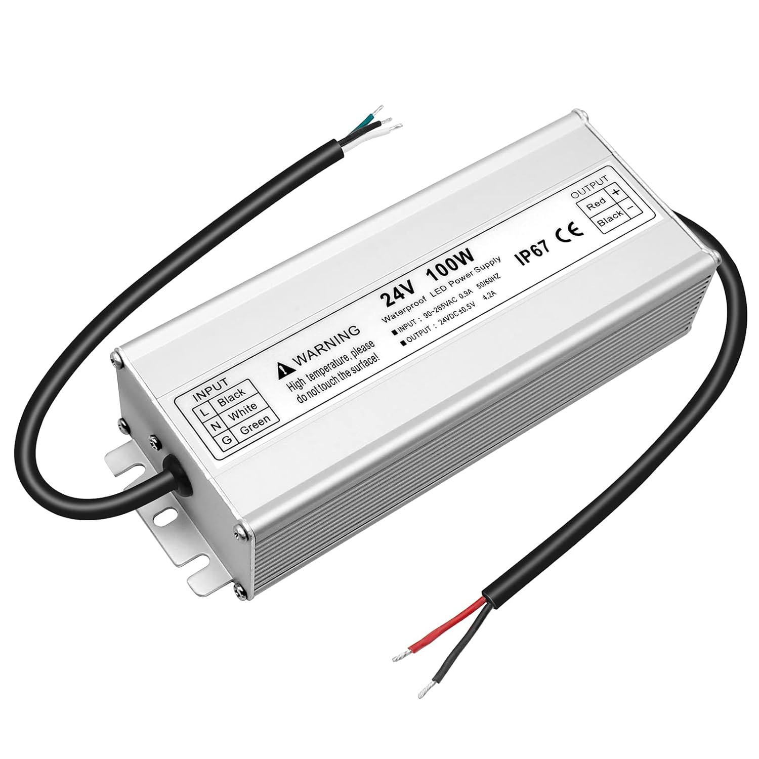 Alimentation LED étanche 24 V 30 W–300 W, entrée 90–265 V, sortie simple/double fil, pilote LED extérieur, CE/RoHS/FCC — Options de fiches et de câbles US/UK/EU 