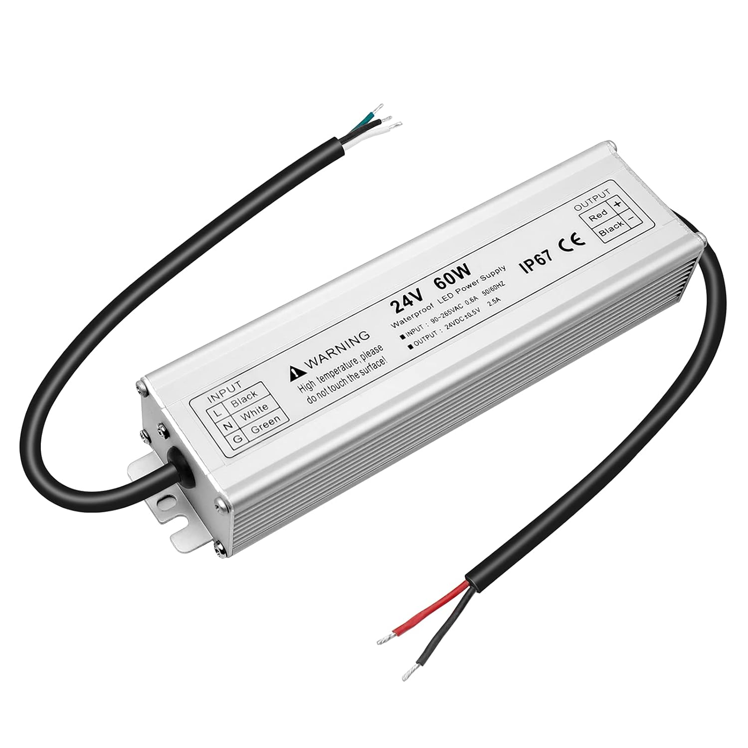 Alimentation LED étanche 24 V 30 W–300 W, entrée 90–265 V, sortie simple/double fil, pilote LED extérieur, CE/RoHS/FCC — Options de fiches et de câbles US/UK/EU 