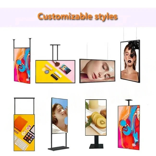 65" Double-Sided High Bright Window LCD Display, 2500nits Front + 700nits Back, Android 2+32G, Non-Touch, Cloud/APP/USB, Hanging/Floor Stand