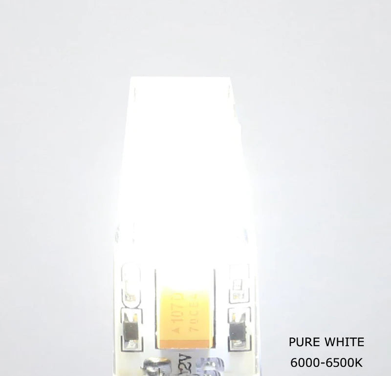 Lot de 10 ampoules LED G4 à culot à deux broches, encapsulation en silicone, 12 V, 2 W, IRC > 80, 200-220 lumens, 10 LED 2835, AC/DC 10-20 V, équivalent 20 W, LED halogène de remplacement