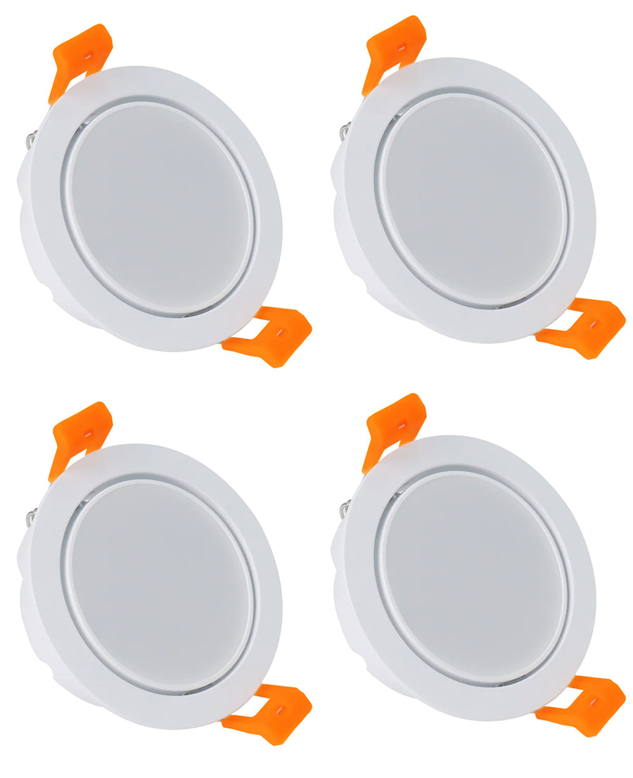 Spot LED givré ultra-mince réglable série ECO-5 – Boîtier blanc – Intensité variable TRIAC – 5 W (découpe de 3 po) – Paquet de 4 – 3 000 K à 6 000 K – 100 à 130 V / 200 à 240 V