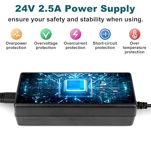DC 24V Desktop Power Supply Adapter 60W–120W, AC 100–240V Input, Switching Transformer Charger with US Plug — for LED Strip Lights, 3D Printers, CCTV, and Electronics