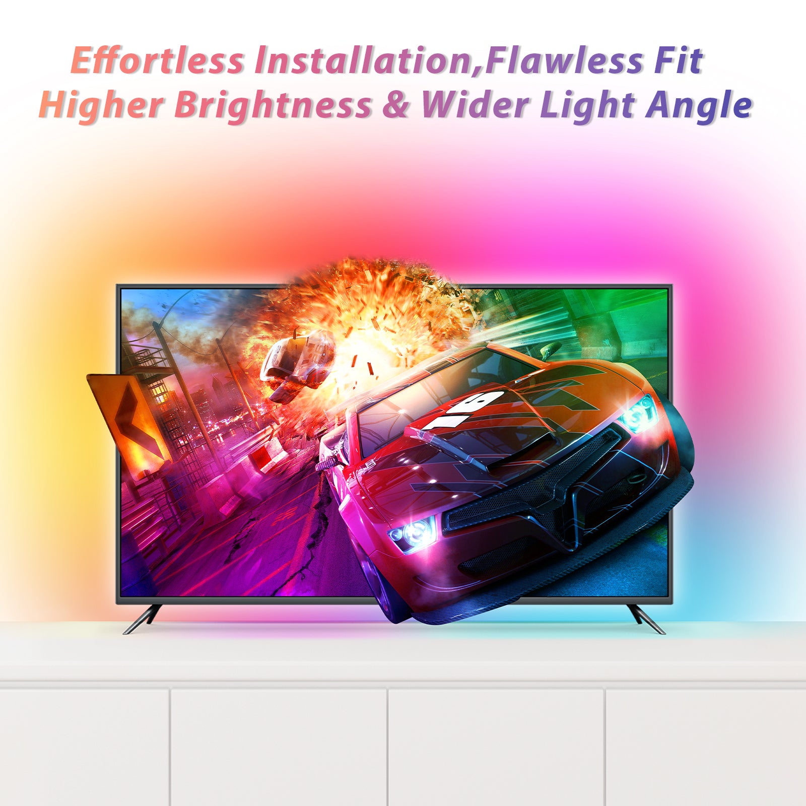 LightingWill CST1 Smart TV LED Backlight - 9.8FT / 12.5FT / 16.4Ft Flowing Color Changing TV Light Strip, Works with Alexa and Google, Music Sync, WiFi App Control, LED Lights for Gaming Room Decor