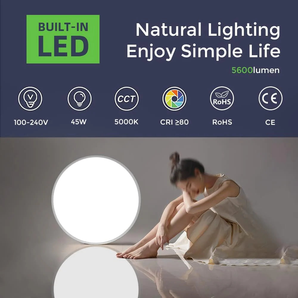 AC 110–130 V runde LED-Deckenleuchte – Schwarz – 18 W / 24 W / 32 W Optionen – 3000 K / 4500 K / 5000 K / 6500 K – Deckenleuchte zur Unterputzmontage – Lokaler Lagerbestand (USA)
