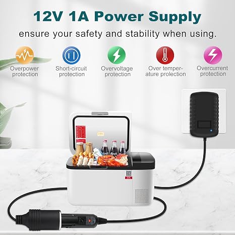 DC 12V Cigarette Lighter Power Supply Adapter 12W–36W, AC 100–240V to 12V Converter Transformer, Car Socket Charger for Pump, Cooler, LED Lights — US Plug