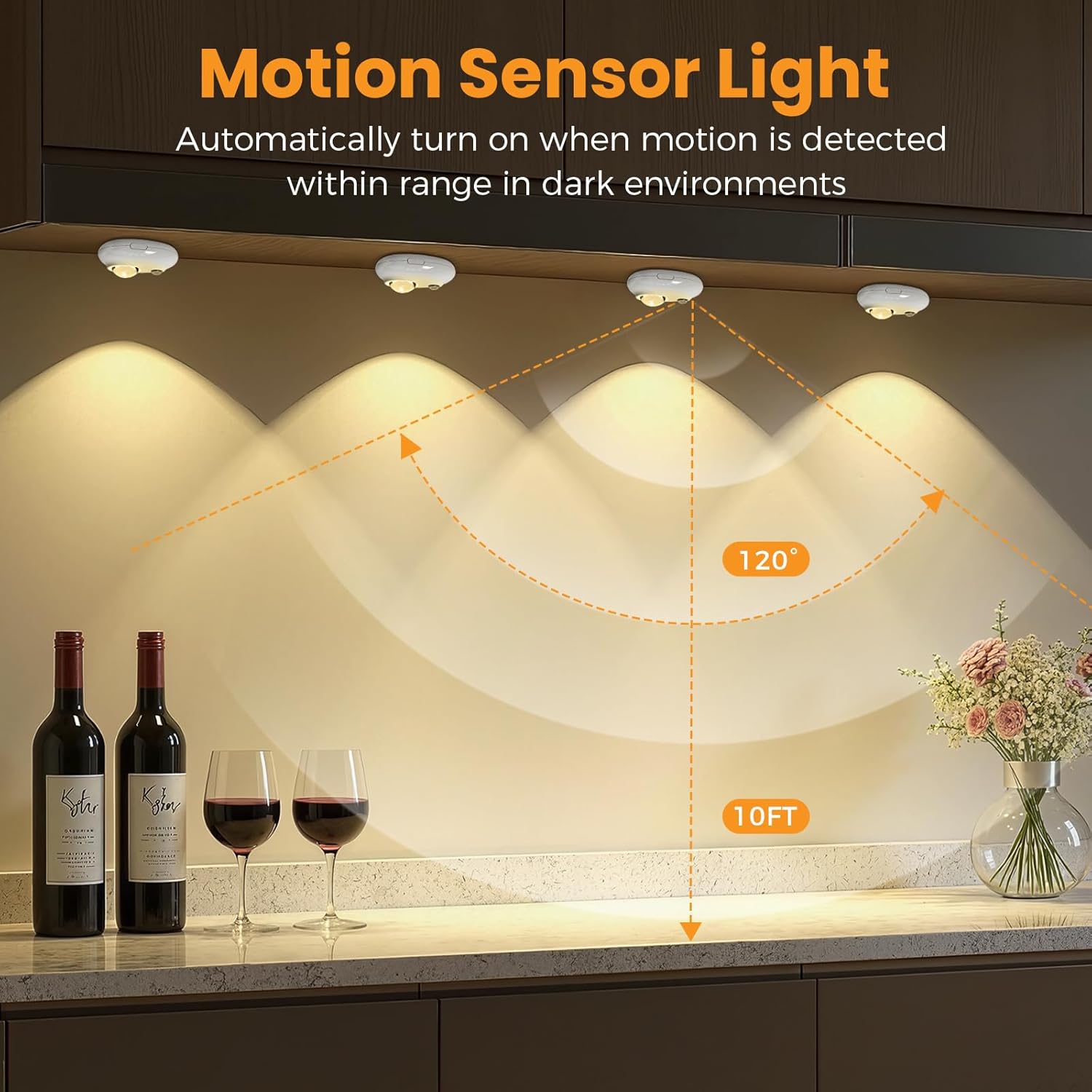 4er/6er-Pack wiederaufladbare Pebble LED-Schrankleuchte | 1 LED, 3 Farbmodi (3000 K / 4000 K / 6000 K) | Bewegungssensor, Tippschalter, dimmbar | Weißes Finish | Magnetbefestigung 