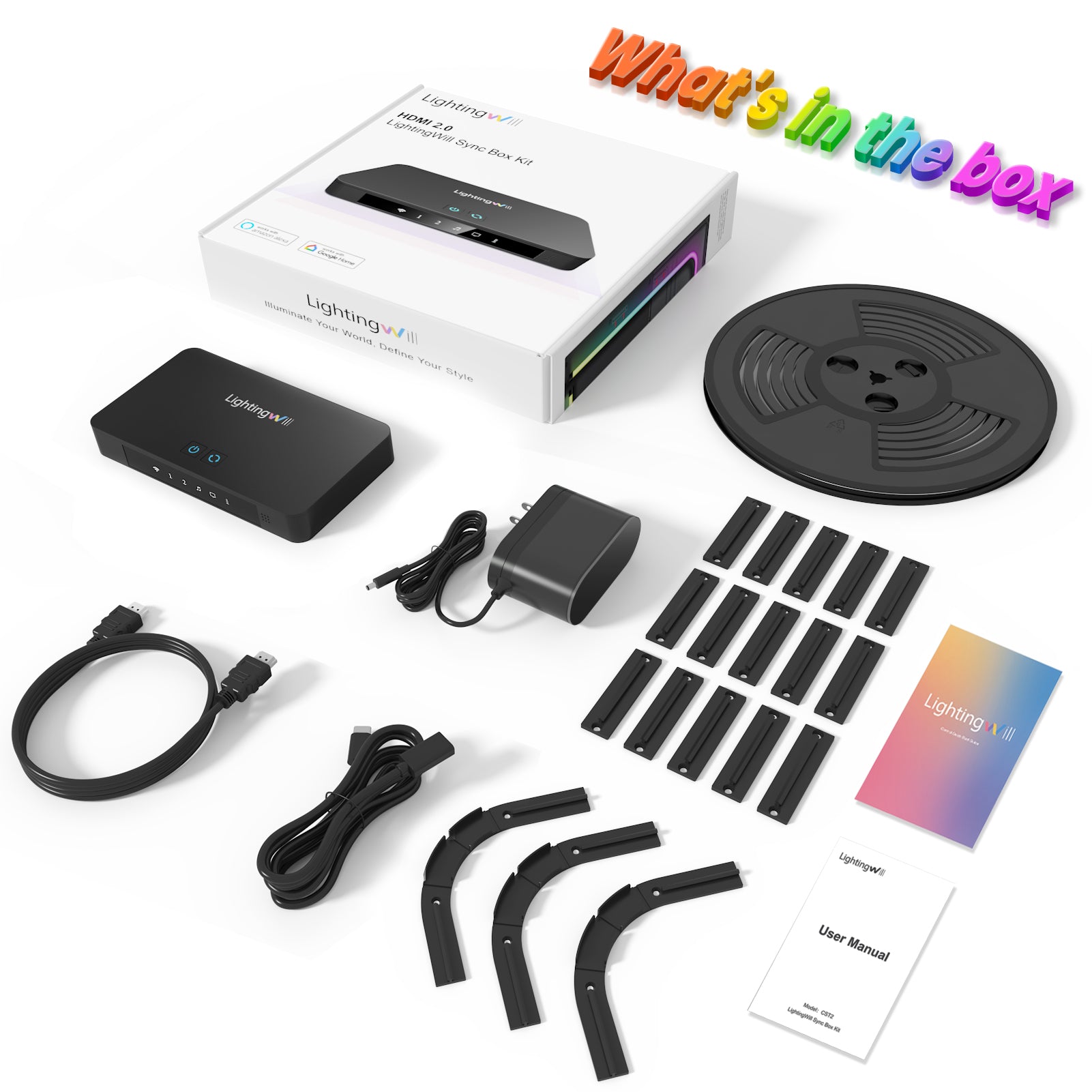 LightingWill CST2 HDMI 2.0 Sync Box TV Backlight Kit - 9.8FT / 12.5FT / 16.4Ft  Smart RGBIC LED Lights Sync with TV | Supports 4K@60Hz | Sync to Movies, Games | Compatible with PS5/Xbox/PC