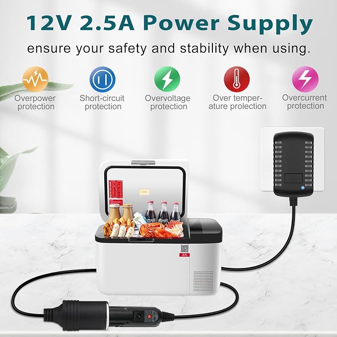 DC 12V Cigarette Lighter Power Supply Adapter 30W, AC 100–240V to 12V Converter Transformer, Car Socket Charger for Pump, Cooler, LED Lights — UK Plug