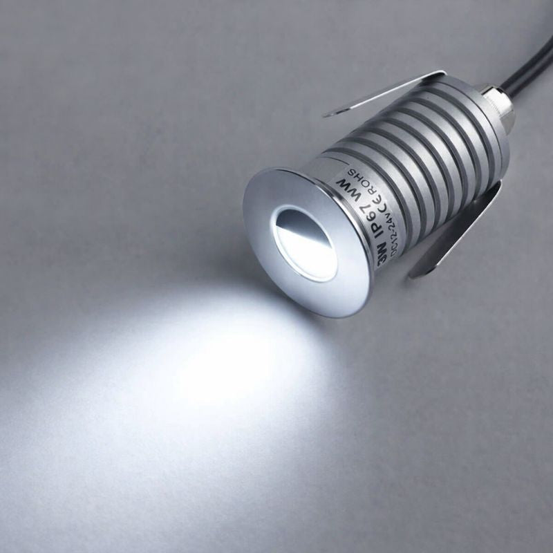 8er-Pack 1 W/3 W DC12–24 V IP67 LED-Stufenleuchte, Edelstahl, Bodeneinbau-LED-Leuchte mit blendfreier, halbmondförmiger, gebürsteter Linse