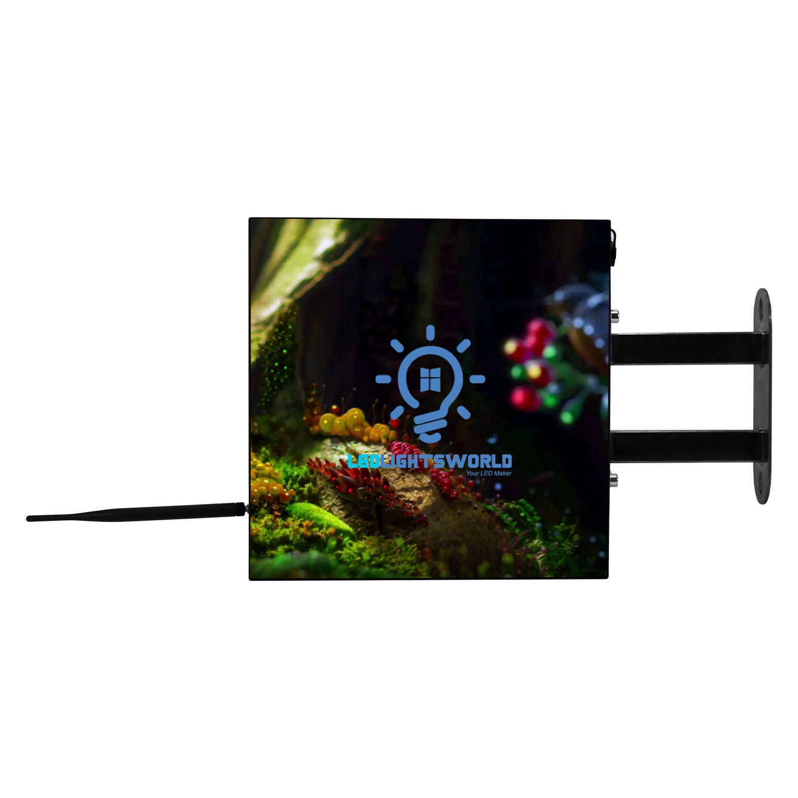 Doppelseitiges LED-Ladenschild der DS-Serie – P2.5 · 320×320 mm | Wasserdichtes Projektionsschild für Cafés, Boutiquen und kleine Geschäfte