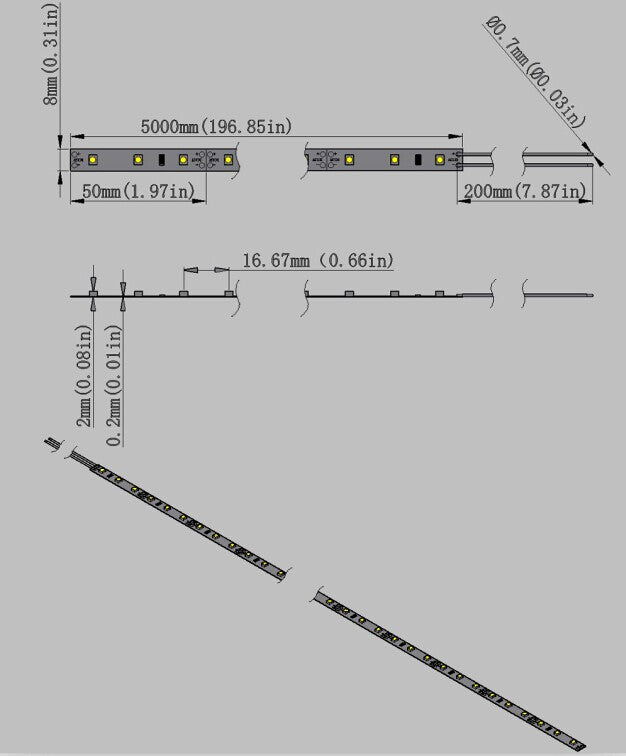 850 nm SMD2835 DC12V Infrarot-LED-Lichtleiste – Nachtsicht-IR für Sicherheit, 60/120/240 LEDs/m, 5 Meter, IP00/IP65