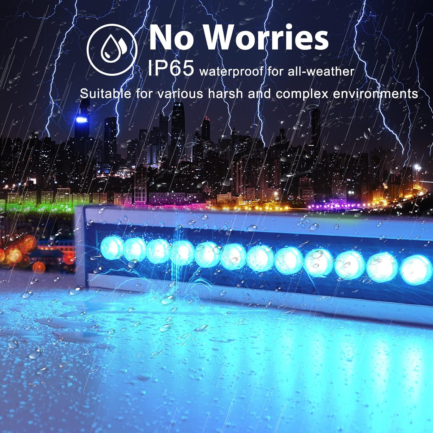 Linkable 7060 Linear RGB LED Wall Washer – 36W | AC110V / AC220V | Waterproof Color Changing Wall Wash Light | 24-Key RF Remote Control | for Indoor & Outdoor Architectural Lighting