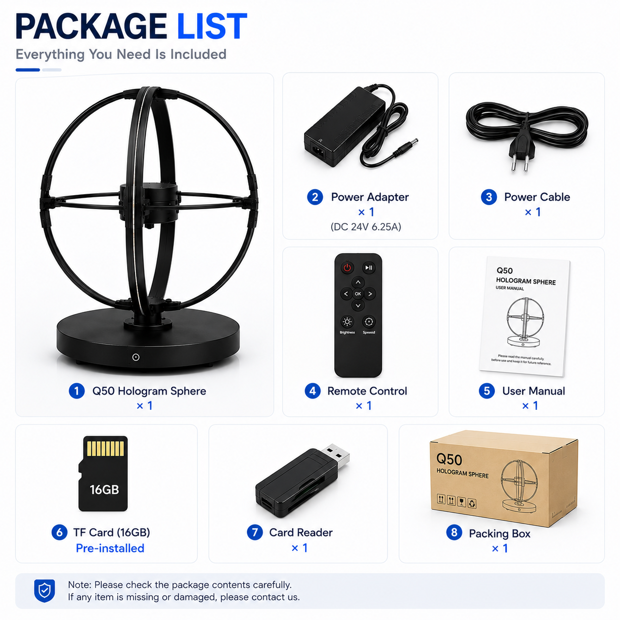 SPH-CL Series 50cm (19.7 inch) Medium Size | 3D Hologram Fan LED Display | Sphere Fan Cloud Control (AS) | LED Holographic Display | Fan Only | 4 Blades, Base Included, Power Adapter Included
