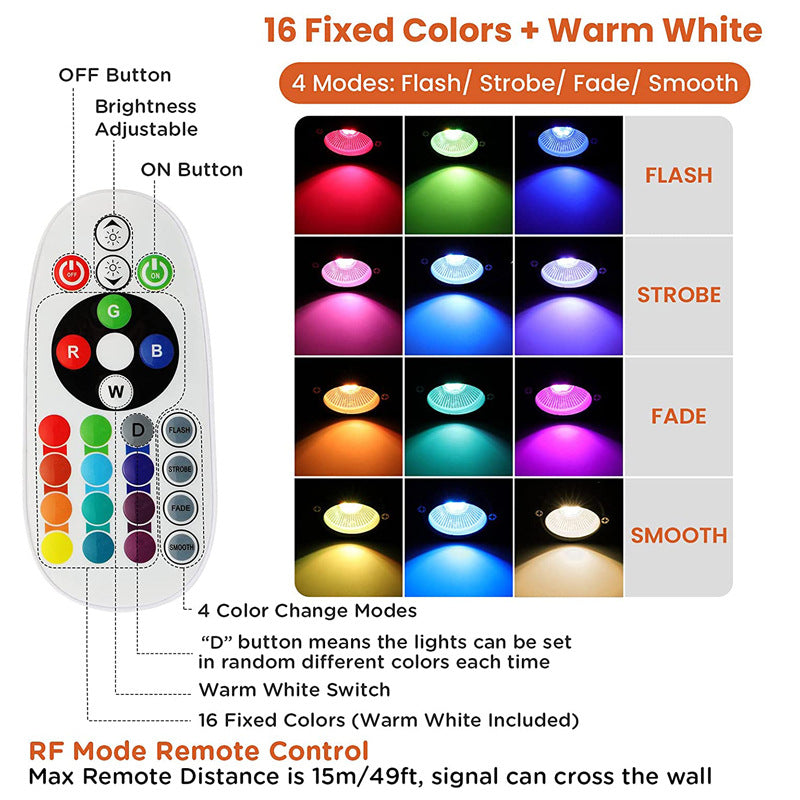 Low Voltage RGBWW Inground LED Well Lights – 6W | RGB + 3000K Warm White | DC 12V–24V | IP65 Waterproof | Outdoor Landscape & Ground Lighting for Garden, Yard & Driveway | 6 / 8-Pack