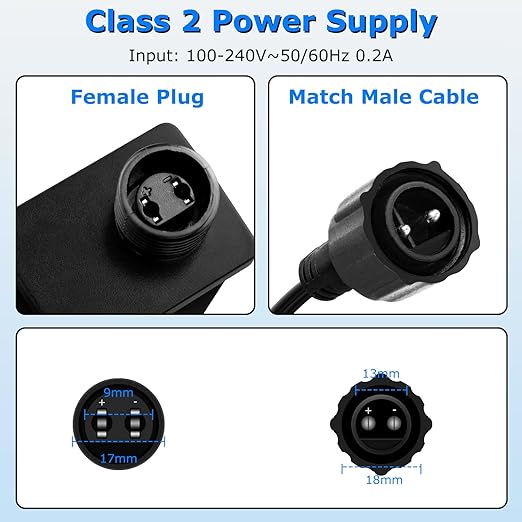 IP44 Class 2 Power Supply, AC 100–240V to DC 4.5V/12V/24V/30V Adapter Transformer, Waterproof Outdoor LED Driver for Inflatable Decorations, String Lights, Christmas Trees — US Plug