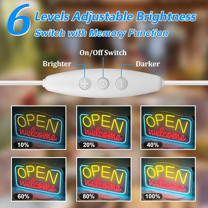 OPEN Welcome Silicone Neon Signs – USB Powered | 16.9×9.4 inch | LED Light for Storefront Window | 2 Color Options