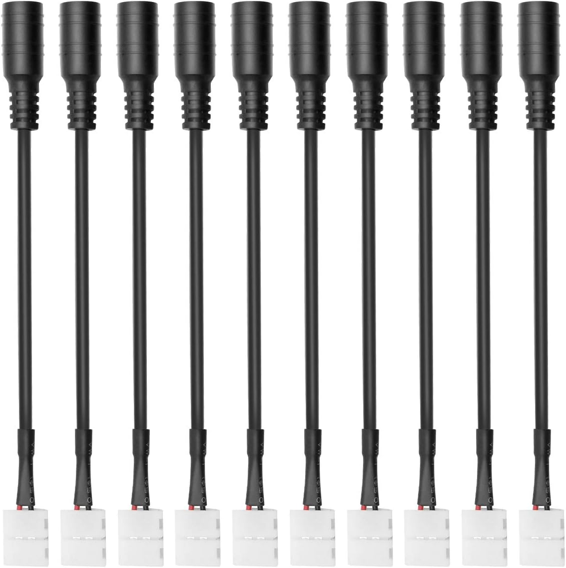 LED-Streifenverbinder – 8 mm 2-polige lötfreie Clips | Streifen zu Kabel / Streifen zu Streifen / DC-Adapter / L / T – 10er-Pack | Lokaler Lagerbestand US/UK