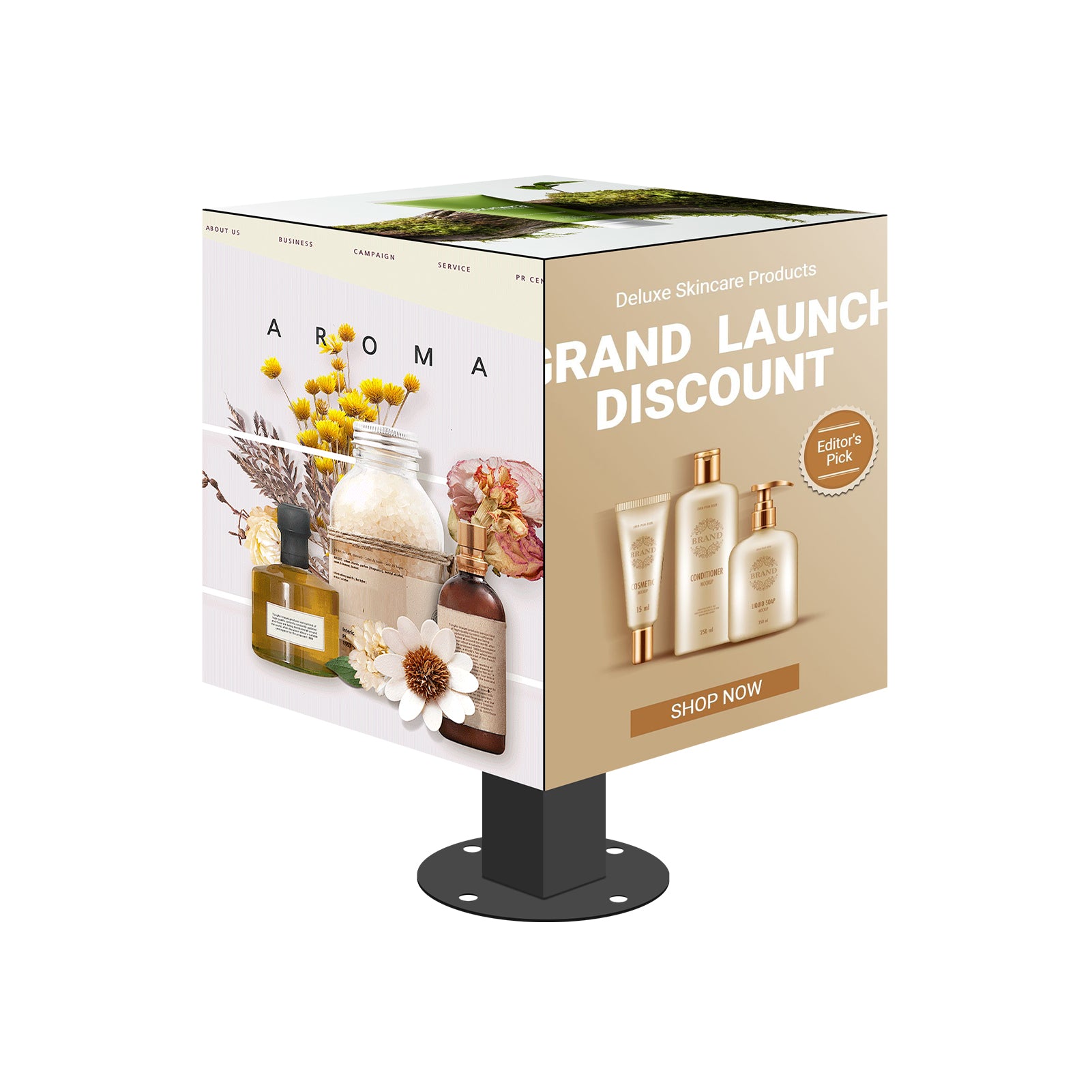 MC-Serie P1.8 Indoor 5-Face Magic Cubic LED-Display (320 × 320 mm pro Seite, GOB) – Ideal für Museen und Luxus-Einzelhandelsdisplays