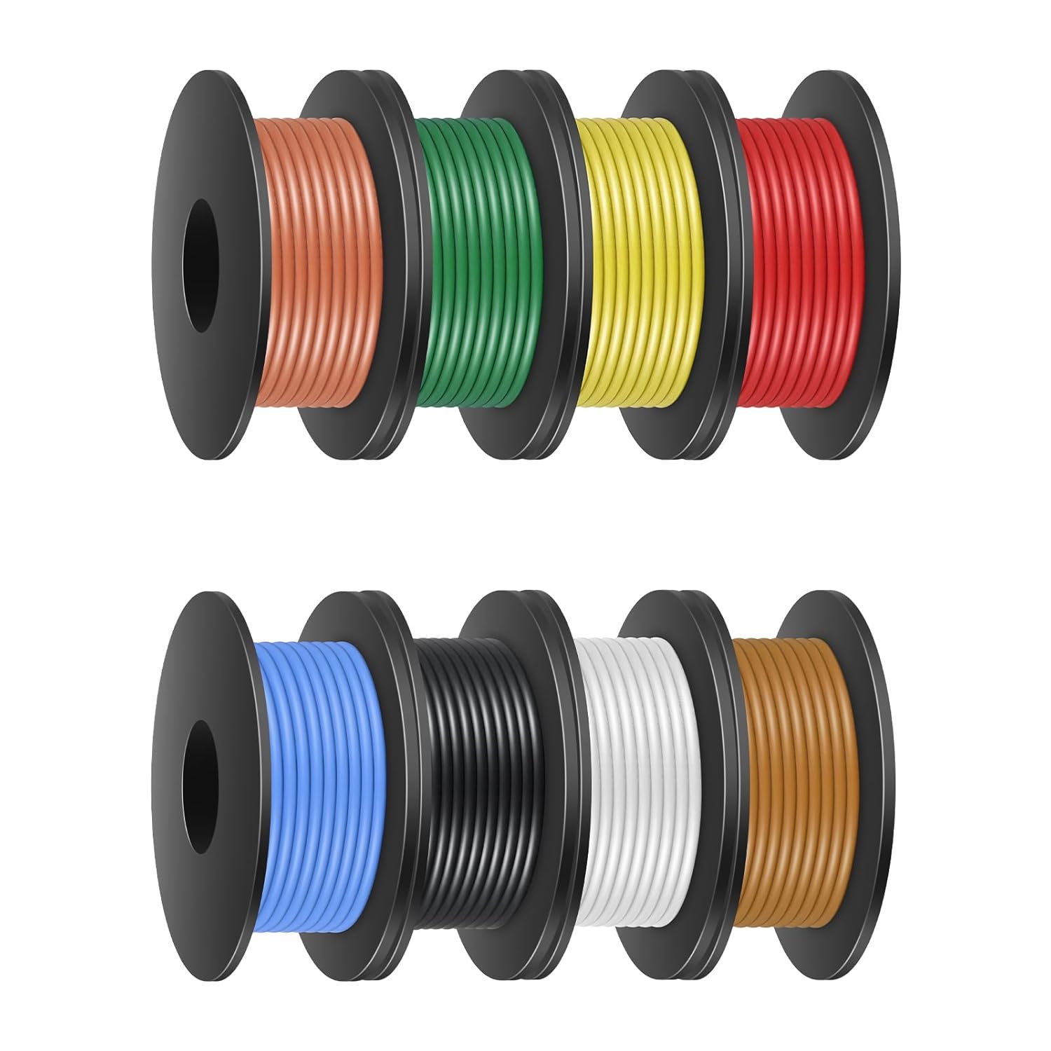 18 AWG Silicone Wire Kit, Stranded Tinned Copper Electrical Cable, 3m–15m Each Roll × 8 Colors, Flexible Heat Resistant Hook Up Wire Set for DIY, Automotive, LED, RC, Power Wiring