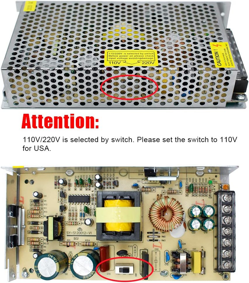 DC 12 V/24 V Schaltnetzteil 300 W–600 W, AC 110/220 V Eingang, Hochleistungs-LED-Treibertransformator, Kühllüfter-Metallgehäuse, CE/FCC/RoHS-zertifiziert