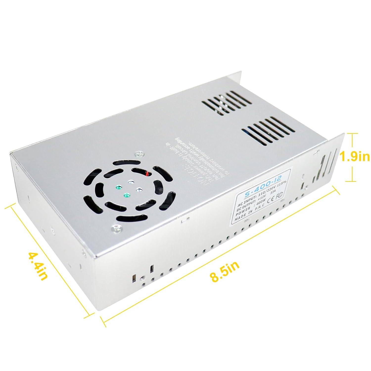 DC 12 V/24 V Schaltnetzteil 300 W–600 W, AC 110/220 V Eingang, Hochleistungs-LED-Treibertransformator, Kühllüfter-Metallgehäuse, CE/FCC/RoHS-zertifiziert
