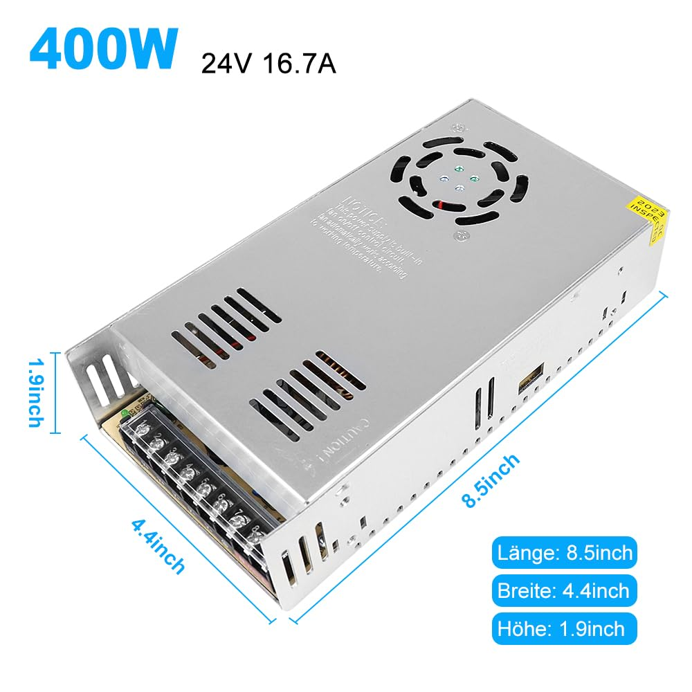DC 12 V/24 V Schaltnetzteil 300 W–600 W, AC 110/220 V Eingang, Hochleistungs-LED-Treibertransformator, Kühllüfter-Metallgehäuse, CE/FCC/RoHS-zertifiziert
