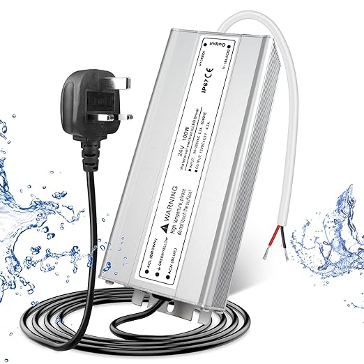 24V Waterproof LED Power Supply 30W–300W, 90–265V Input, Single/Dual Wire Output, Aluminum Housing, Outdoor LED Driver, CE/RoHS/FCC — US/UK/EU Plug & Wire Leads Options