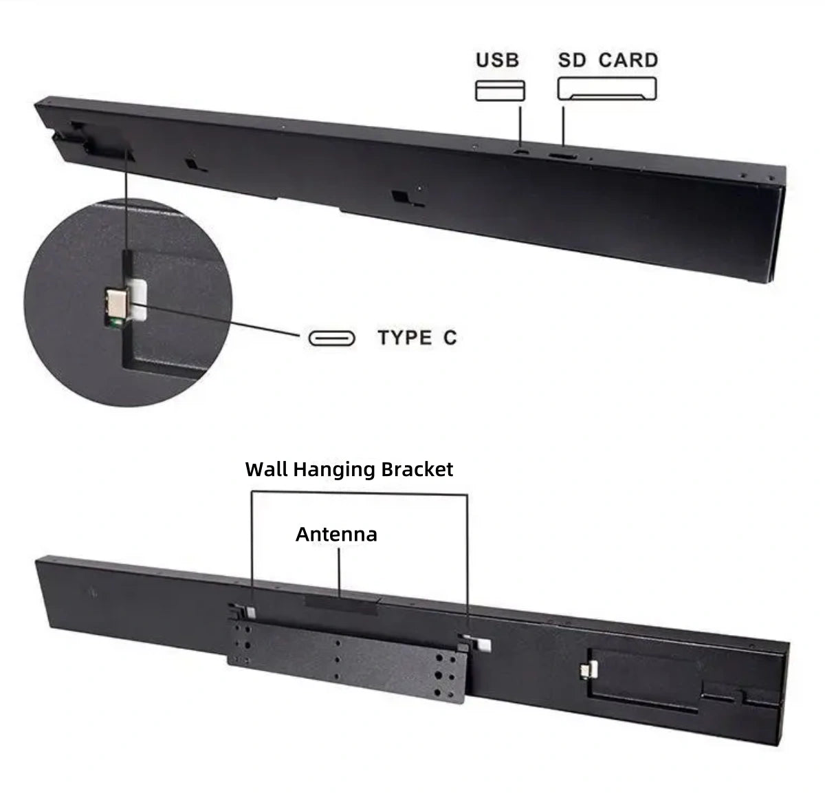 47.1 Inch (1209×50mm Viewable) Commercial Android Stretched LCD Bar Display | Ultra-Wide Digital Shelf Screen | Cloud / USB / App Control