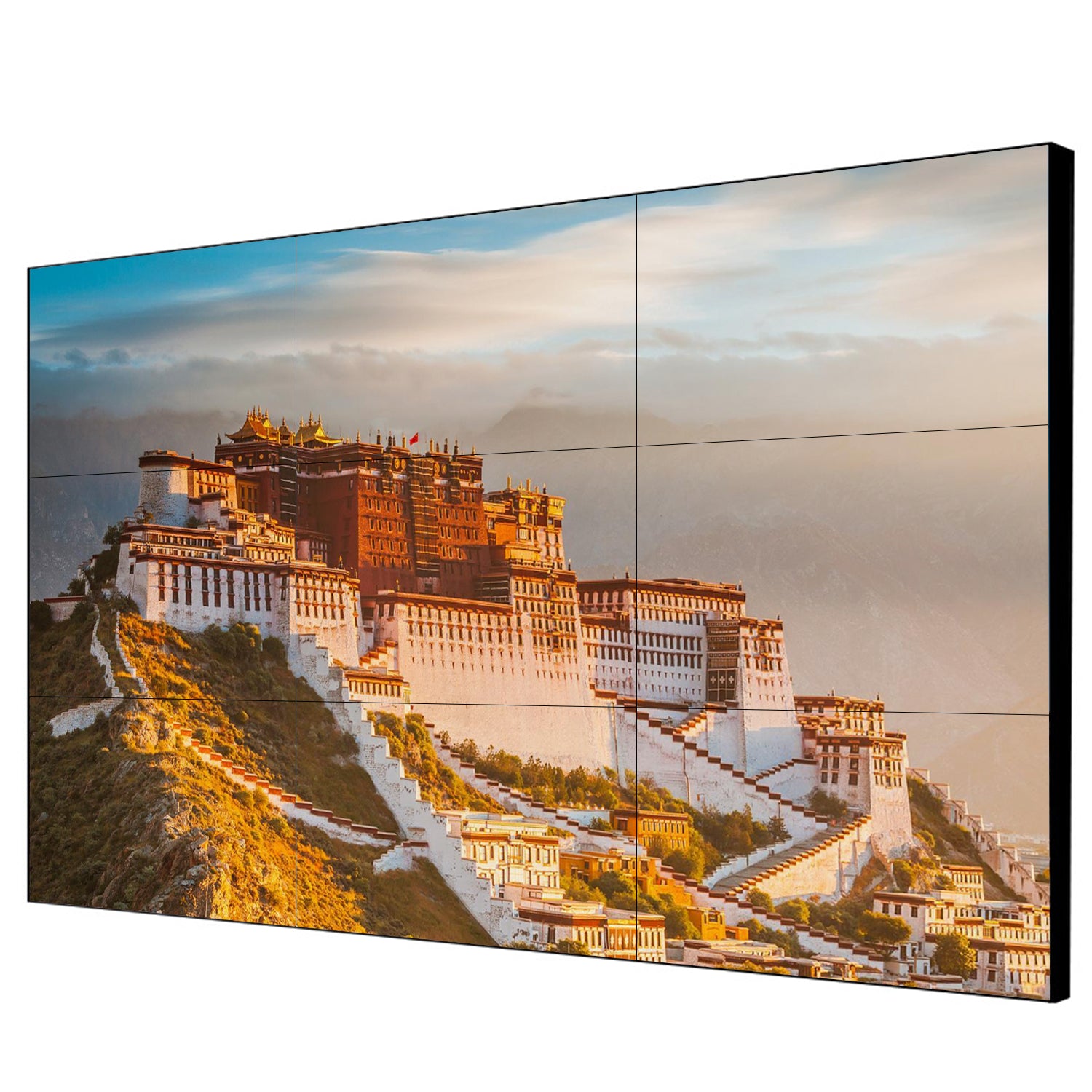 46-Zoll-BOE-LCD-Videowand – 3x3-Kit (9 Panels) | 1920 x 1080 FHD | 500 Nits | Ultraschmaler Rahmen 0,88 mm / 1,7 mm / 3,5 mm | HDMI-Spleißer + Wandhalterung im Lieferumfang enthalten