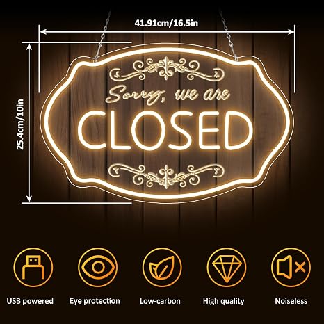 Wir haben geöffnet – Neonschild mit Sonnenblumen-Dekor – USB-Version | Warmweiß / Gelb &amp; Weiß | 17×9 Zoll / 24×13 Zoll | DC 5 V LED-Fensterleuchte für Geschäftsdekor