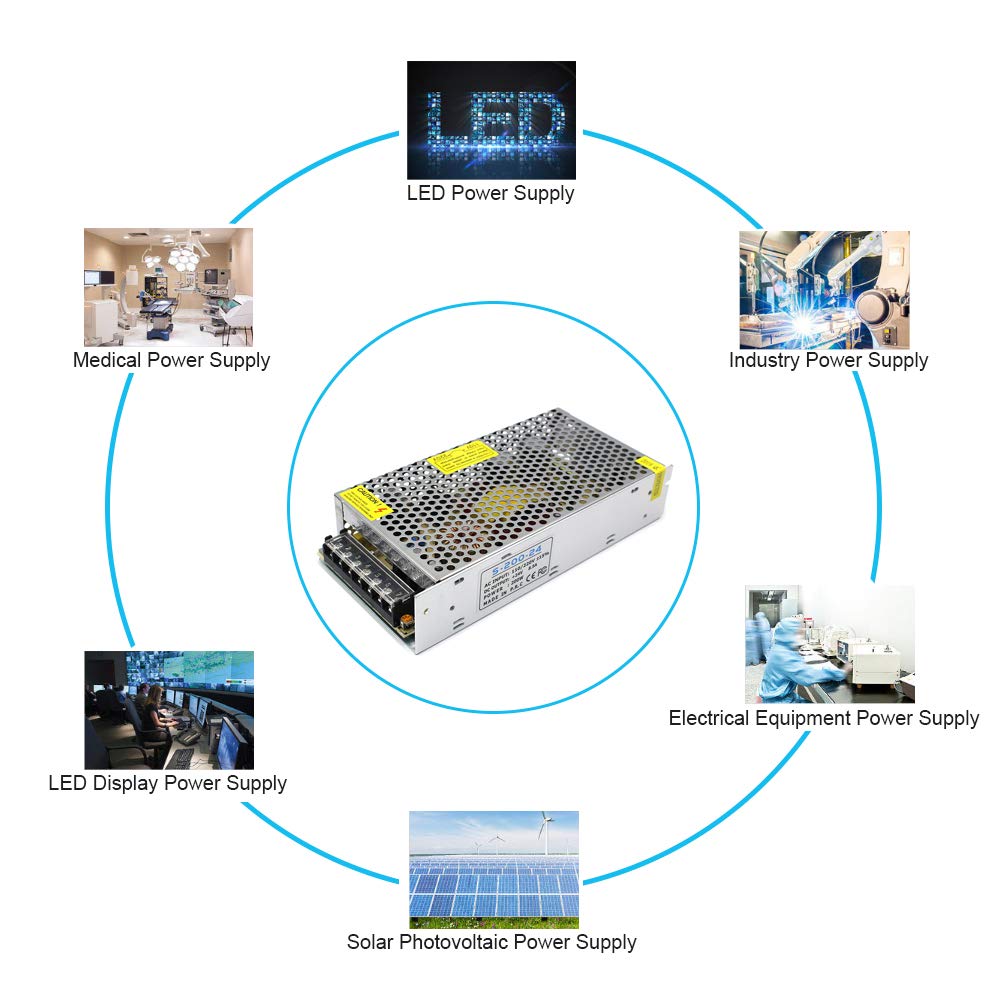 DC 12 V/24 V Schaltnetzteil 60 W–250 W, AC 110/220 V Eingang, Konstantspannungs-LED-Treibertransformator, Metallgehäuse mit Schraubklemmen, CE/FCC/RoHS-zertifiziert